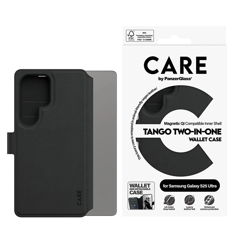 Funda para Samsung Galaxy S25 Ultra S938, PanzerGlass, Care Feature Tango Two-in-One, Negra