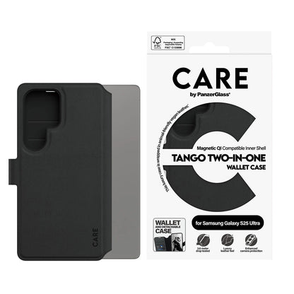 Funda para Samsung Galaxy S25 Ultra S938, PanzerGlass, Care Feature Tango Two-in-One, Negra