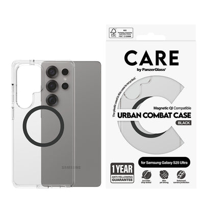 Funda para Samsung Galaxy S25 Ultra S938, PanzerGlass, Care Urban Combat, Transparente Negra