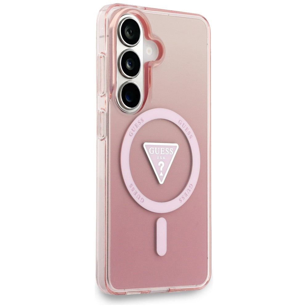 Funda MagSafe para Samsung Galaxy S26 S942, Guess, IML Gradient Triangle Logo, Rosa