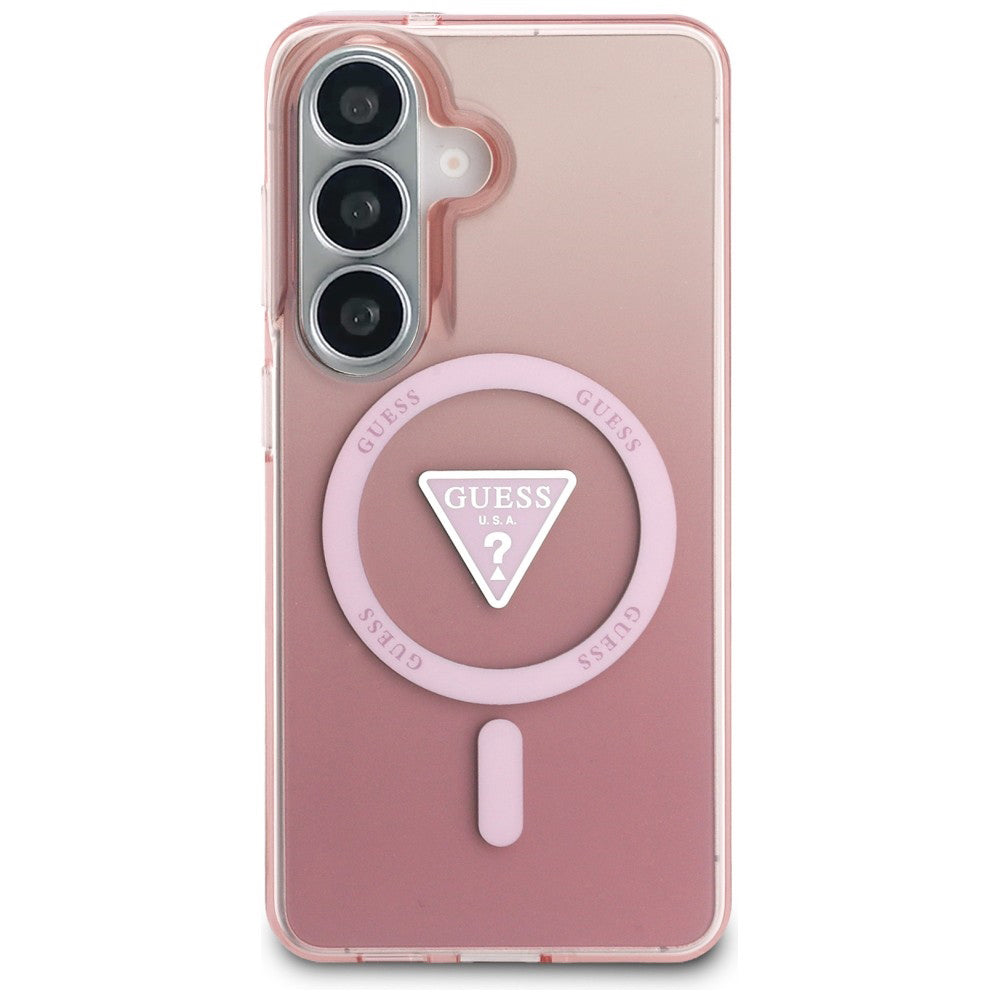 Funda MagSafe para Samsung Galaxy S26 S942, Guess, IML Gradient Triangle Logo, Rosa