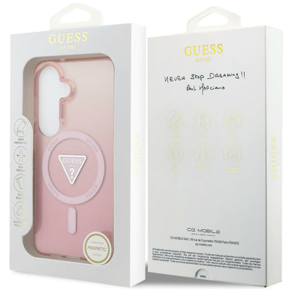 Funda MagSafe para Samsung Galaxy S26 S942, Guess, IML Gradient Triangle Logo, Rosa