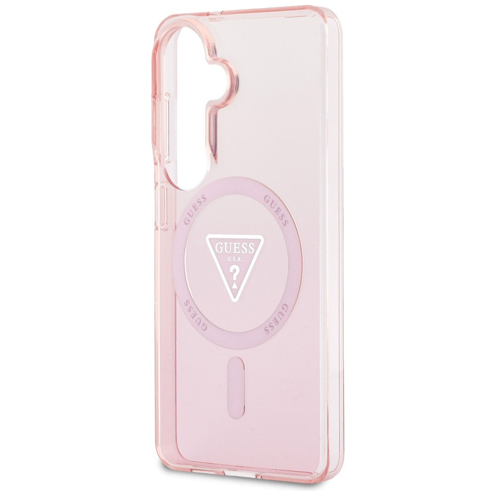 Funda MagSafe para Samsung Galaxy S26 S942, Guess, IML Gradient Triangle Logo, Rosa