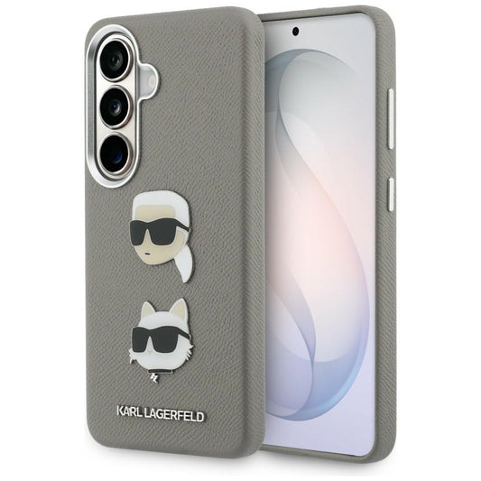 Funda para Samsung Galaxy S26 S942, Karl Lagerfeld, Saffiano Karl & Choupette's Head Pin, Gris