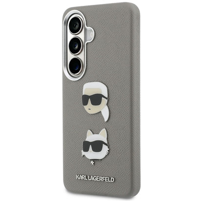 Funda para Samsung Galaxy S26 S942, Karl Lagerfeld, Saffiano Karl & Choupette's Head Pin, Gris