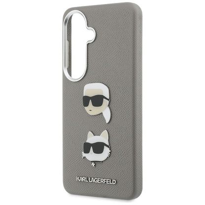 Funda para Samsung Galaxy S26 S942, Karl Lagerfeld, Saffiano Karl & Choupette's Head Pin, Gris