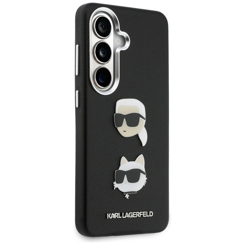 Funda para Samsung Galaxy S26 S942, Karl Lagerfeld, Saffiano Karl & Choupette's Head Pin, Negra