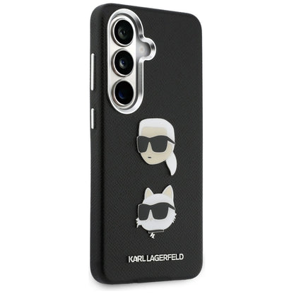 Funda para Samsung Galaxy S26 S942, Karl Lagerfeld, Saffiano Karl & Choupette's Head Pin, Negra