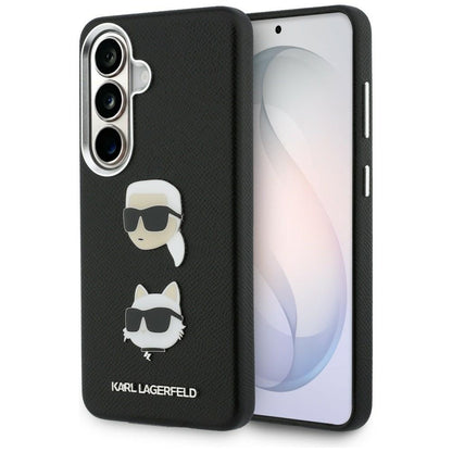 Funda para Samsung Galaxy S26 S942, Karl Lagerfeld, Saffiano Karl & Choupette's Head Pin, Negra