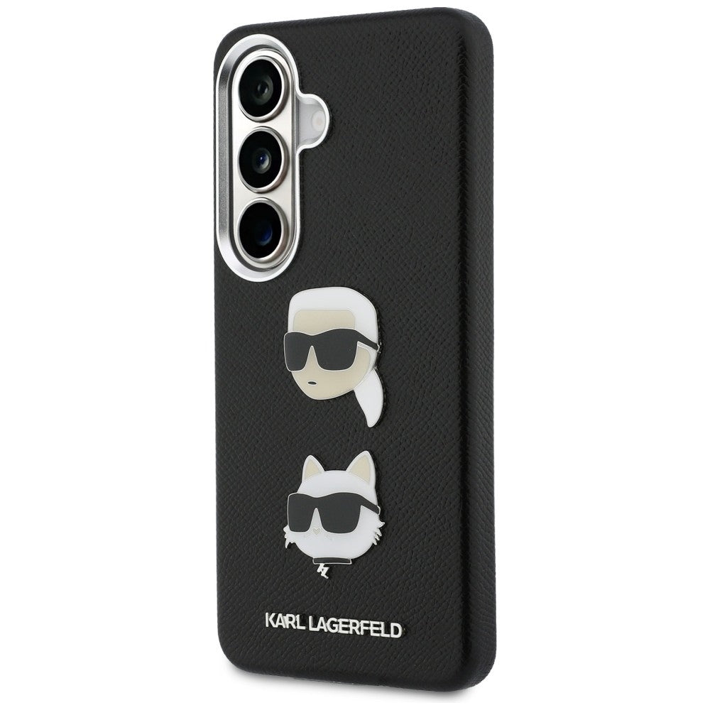 Funda para Samsung Galaxy S26 S942, Karl Lagerfeld, Saffiano Karl & Choupette's Head Pin, Negra