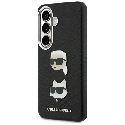 Funda para Samsung Galaxy S26 S942, Karl Lagerfeld, Saffiano Karl & Choupette's Head Pin, Negra
