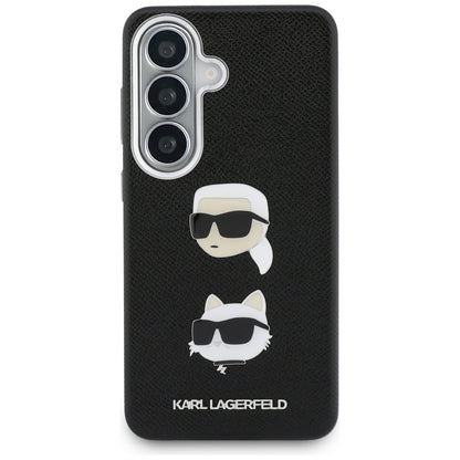 Funda para Samsung Galaxy S26 S942, Karl Lagerfeld, Saffiano Karl & Choupette's Head Pin, Negra