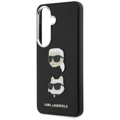 Funda para Samsung Galaxy S26 S942, Karl Lagerfeld, Saffiano Karl & Choupette's Head Pin, Negra