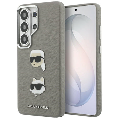 Funda para Samsung Galaxy S26 Ultra S948, Karl Lagerfeld, Saffiano Karl & Choupette's Head Pin, Gris