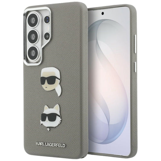 Funda para Samsung Galaxy S26 Ultra S948, Karl Lagerfeld, Saffiano Karl & Choupette's Head Pin, Gris