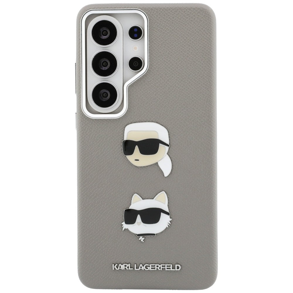 Funda para Samsung Galaxy S26 Ultra S948, Karl Lagerfeld, Saffiano Karl & Choupette's Head Pin, Gris