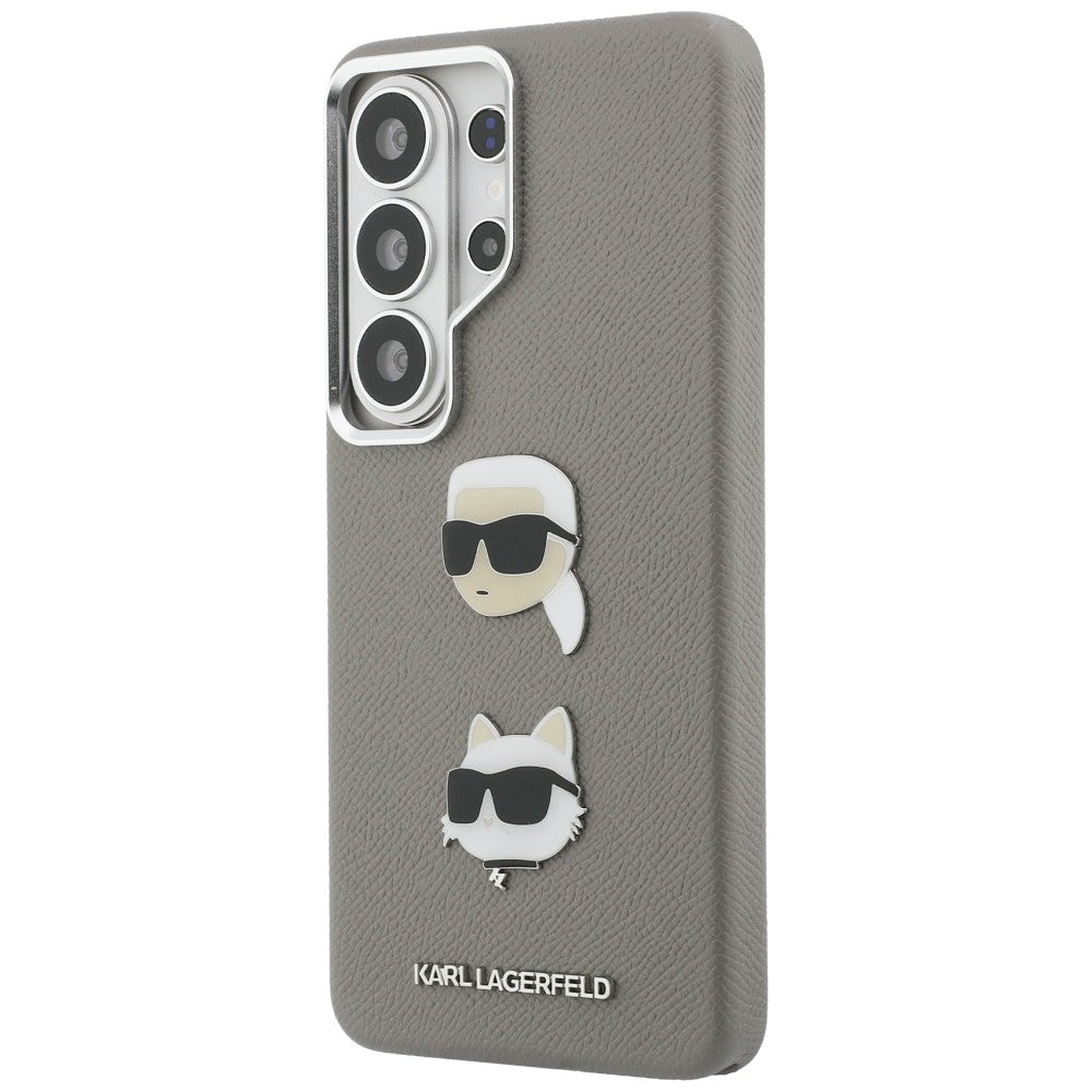Funda para Samsung Galaxy S26 Ultra S948, Karl Lagerfeld, Saffiano Karl & Choupette's Head Pin, Gris