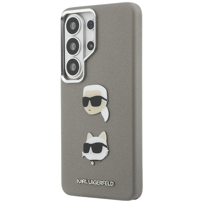 Funda para Samsung Galaxy S26 Ultra S948, Karl Lagerfeld, Saffiano Karl & Choupette's Head Pin, Gris