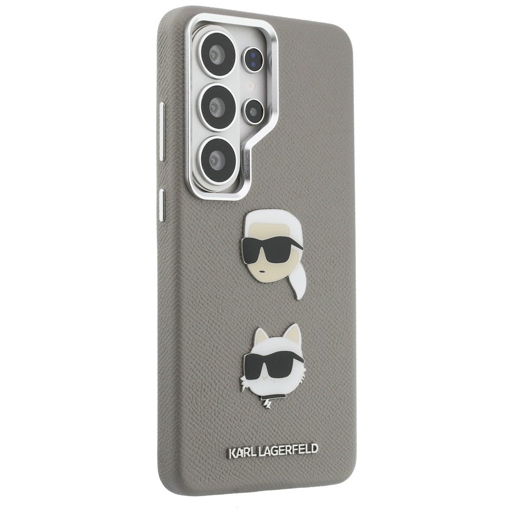 Funda para Samsung Galaxy S26 Ultra S948, Karl Lagerfeld, Saffiano Karl & Choupette's Head Pin, Gris