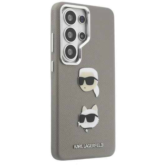 Funda para Samsung Galaxy S26 Ultra S948, Karl Lagerfeld, Saffiano Karl & Choupette's Head Pin, Gris
