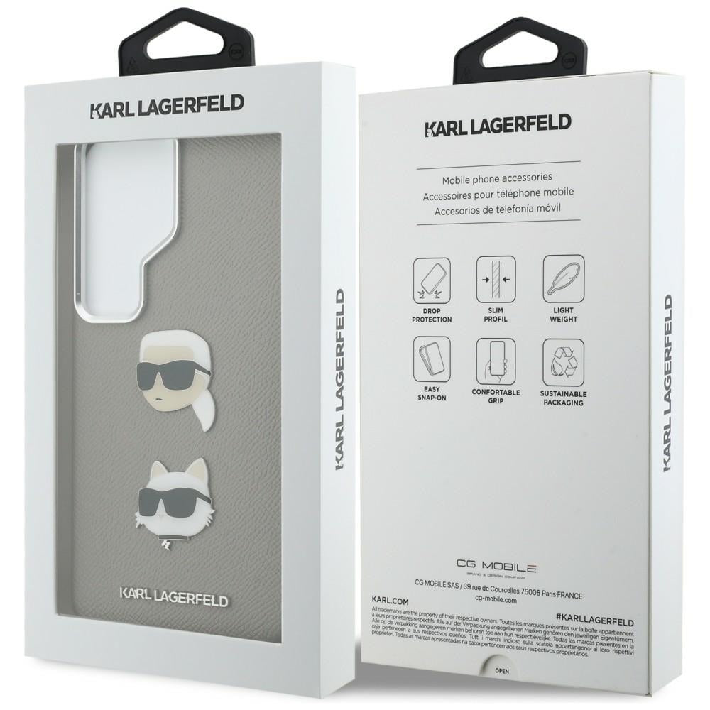 Funda para Samsung Galaxy S26 Ultra S948, Karl Lagerfeld, Saffiano Karl & Choupette's Head Pin, Gris
