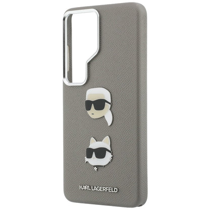 Funda para Samsung Galaxy S26 Ultra S948, Karl Lagerfeld, Saffiano Karl & Choupette's Head Pin, Gris
