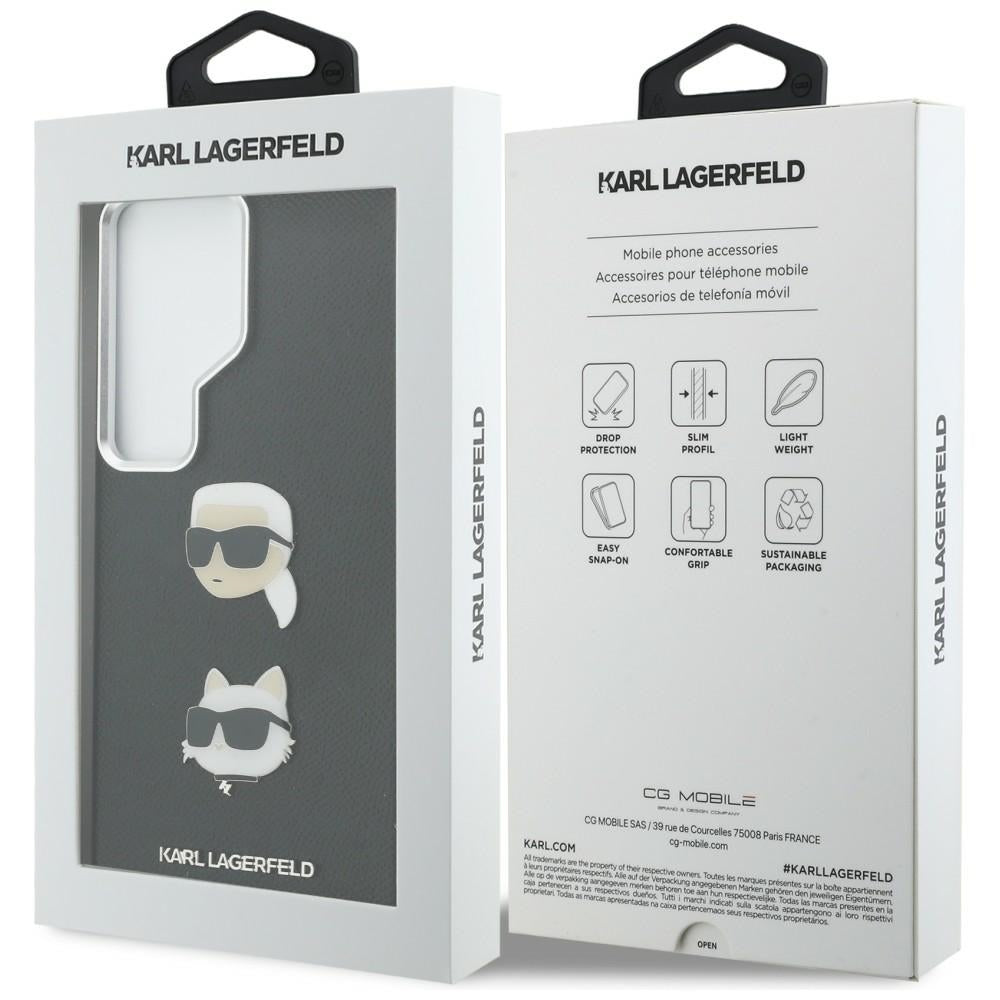 Funda para Samsung Galaxy S26 Ultra S948, Karl Lagerfeld, Saffiano Karl & Choupette's Head Pin, Negra