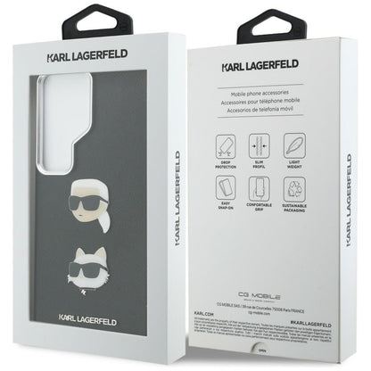 Funda para Samsung Galaxy S26 Ultra S948, Karl Lagerfeld, Saffiano Karl & Choupette's Head Pin, Negra