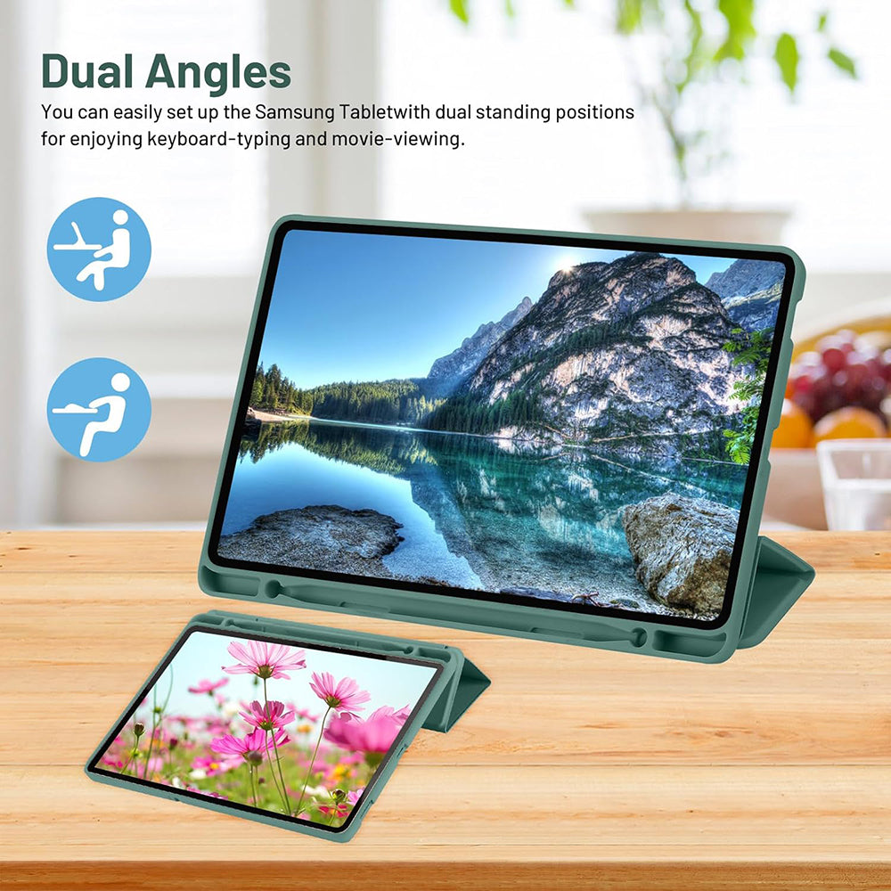 Funda para Samsung Galaxy Tab S6 Lite (2024) / Tab S6 Lite (2022) / Tab S6 Lite (2020), Techsuit, Flex Trifold, Verde