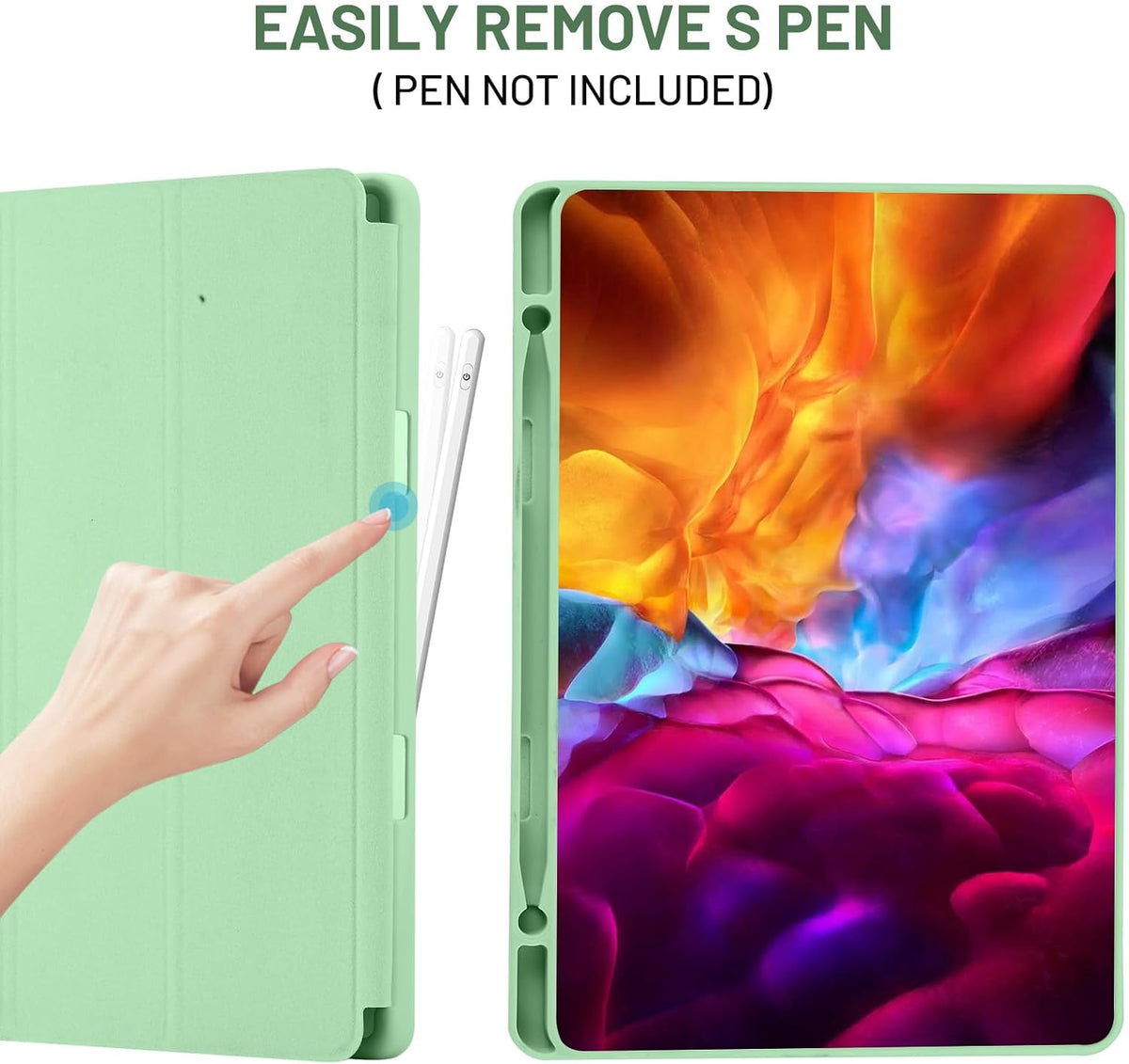 Funda para Samsung Galaxy Tab S6 Lite (2024) / Tab S6 Lite (2022) / Tab S6 Lite (2020), Techsuit, Flex Trifold, Verde Matcha