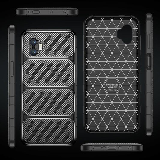 Funda para Samsung Galaxy XCover7 Pro, Techsuit, Fibra de Carbon, Negra