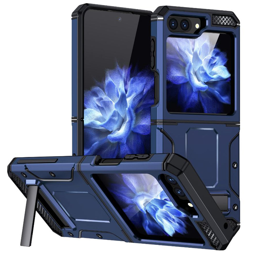 Funda para Samsung Galaxy Z Flip5 F731, Techsuit, Hybrid Armor Kickstand, Azul.