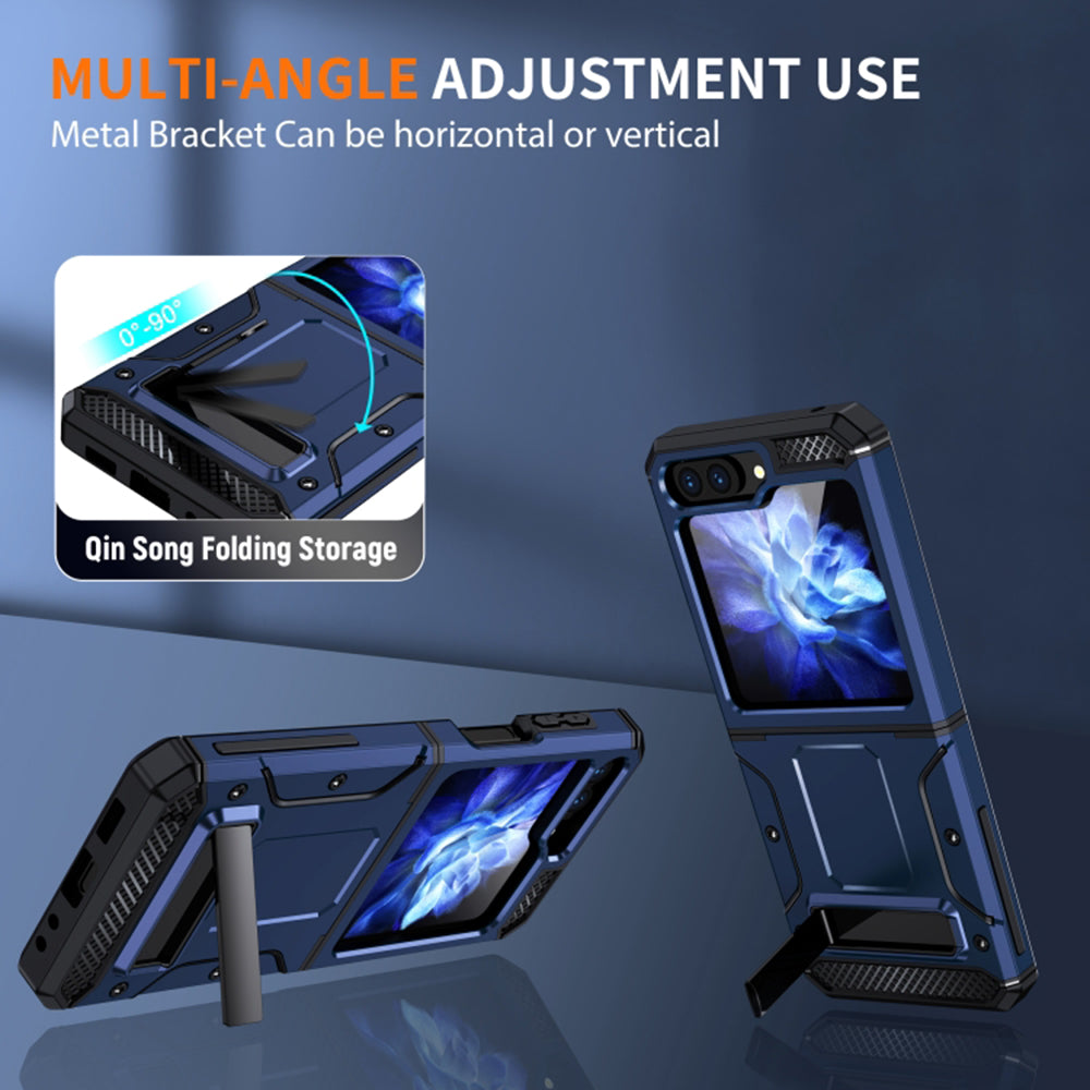 Funda para Samsung Galaxy Z Flip5 F731, Techsuit, Hybrid Armor Kickstand, Azul.