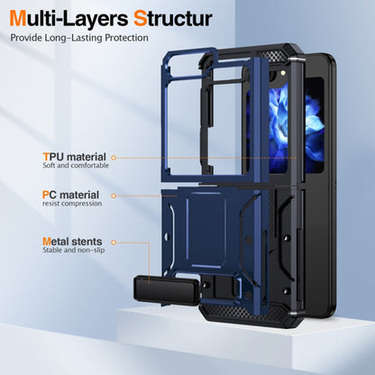 Funda para Samsung Galaxy Z Flip5 F731, Techsuit, Hybrid Armor Kickstand, Azul.