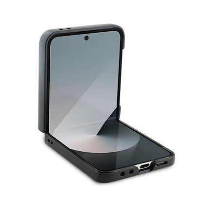 Funda para Samsung Galaxy Z Flip7 FE F761 / Z Flip6 F741, Karl Lagerfeld, Saffiano Karl & Choupette Metal, Negra