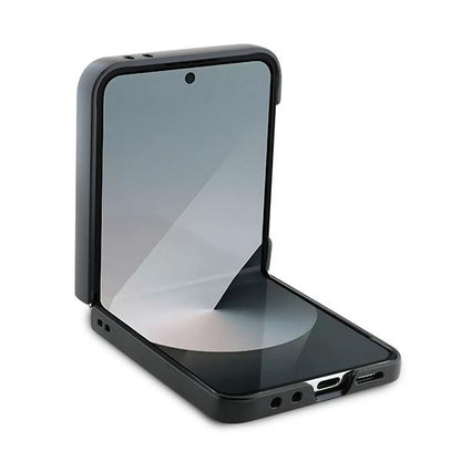 Funda para Samsung Galaxy Z Flip7 FE F761 / Z Flip6 F741, Karl Lagerfeld, Saffiano Monogram Karl's Head Metal, Negra