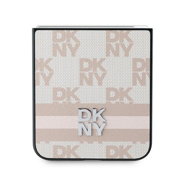 Funda para Samsung Galaxy Z Flip7 FE F761 / Z Flip6 F741, DKNY, Estampado de Rayas a Cuadros, Rosa
