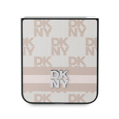 Funda para Samsung Galaxy Z Flip7 FE F761 / Z Flip6 F741, DKNY, Estampado de Rayas a Cuadros, Rosa