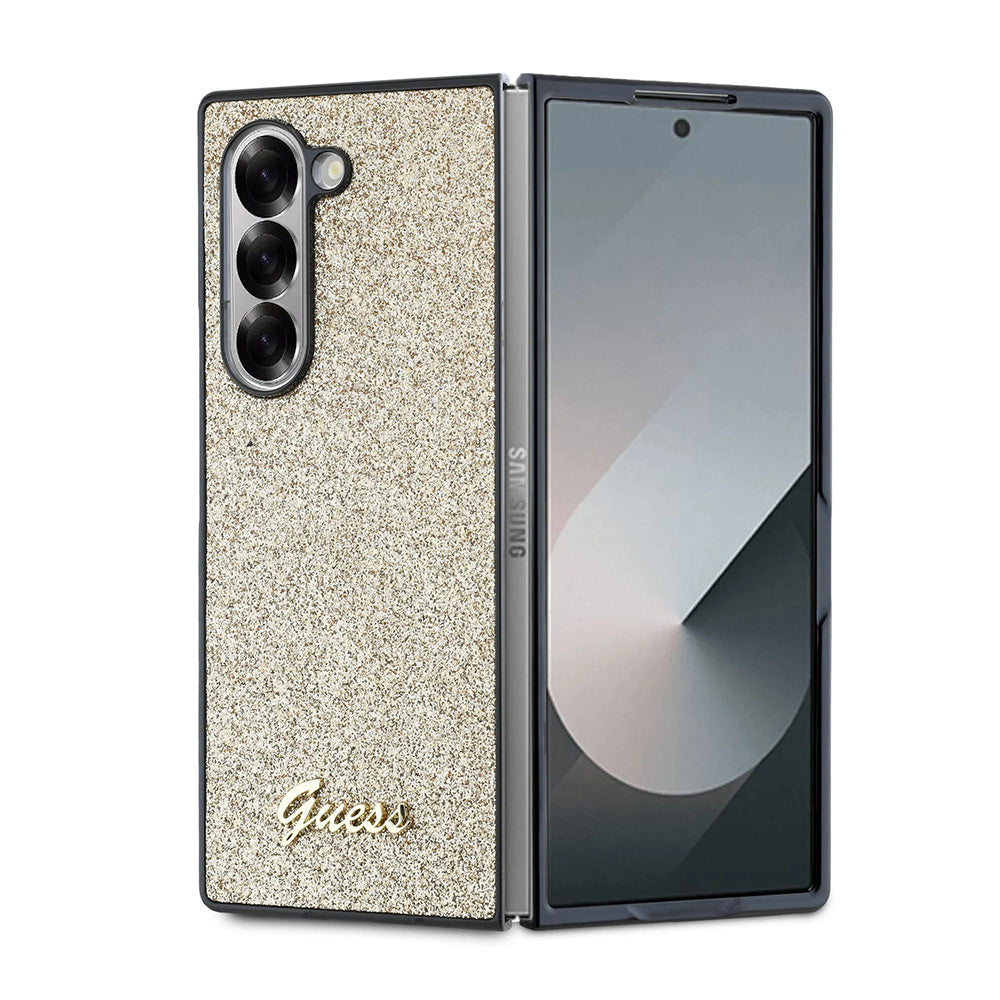 Funda para Samsung Galaxy Z Fold6 F956, Guess, Glitter Script, Dorada