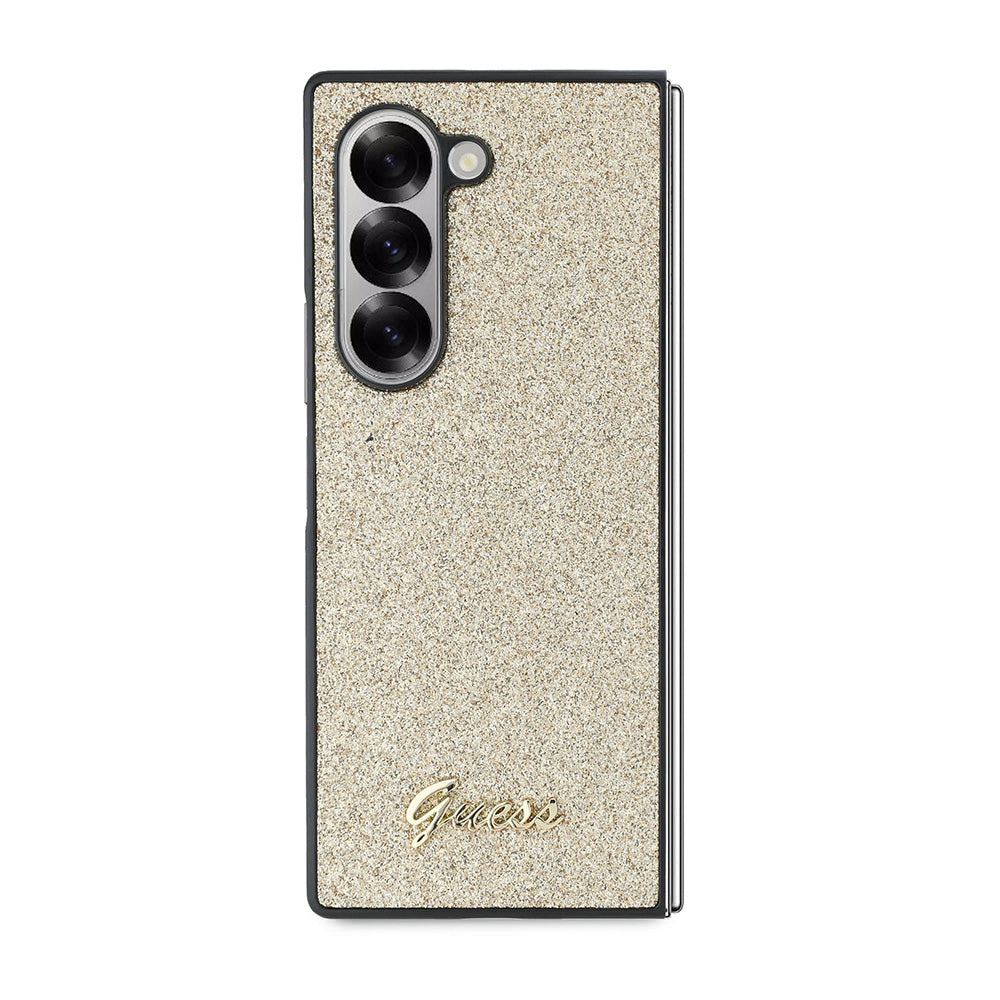 Funda para Samsung Galaxy Z Fold6 F956, Guess, Glitter Script, Dorada
