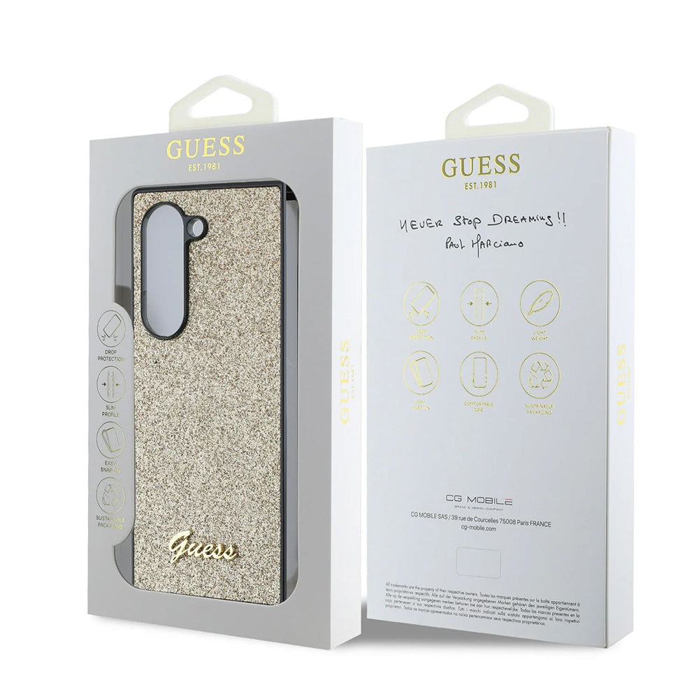 Funda para Samsung Galaxy Z Fold6 F956, Guess, Glitter Script, Dorada