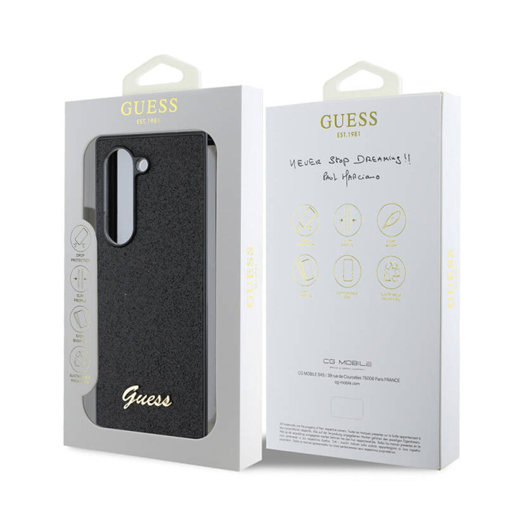 Funda para Samsung Galaxy Z Fold6 F956, Guess, Glitter Script, Negra