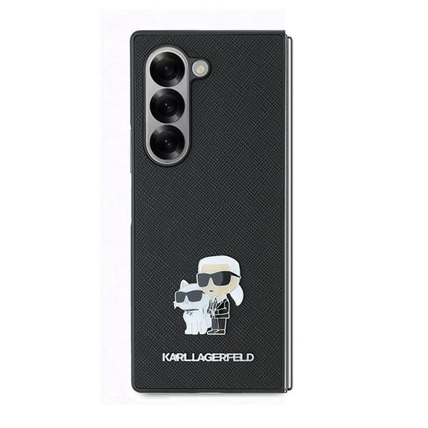 Funda para Samsung Galaxy Z Fold6 F956, Karl Lagerfeld, Saffiano Karl & Choupette Metal, Negra.