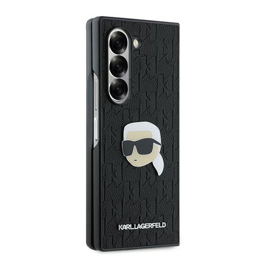 Funda para Samsung Galaxy Z Fold6 F956, Karl Lagerfeld, Saffiano Monogram Karl's Head Metal, Negra.