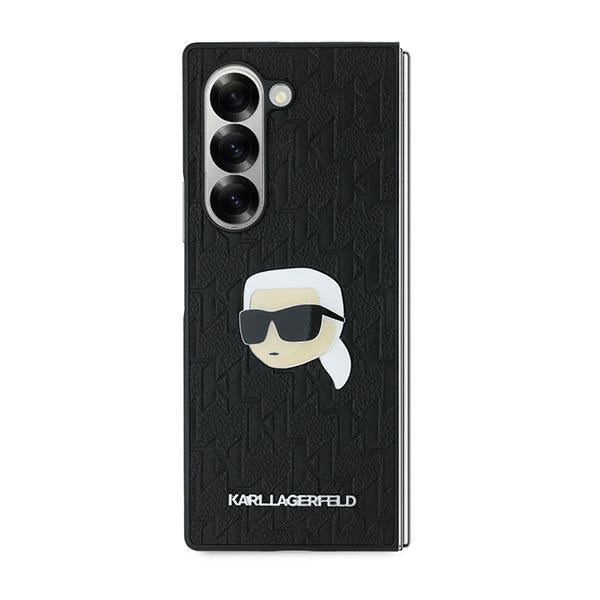 Funda para Samsung Galaxy Z Fold6 F956, Karl Lagerfeld, Saffiano Monogram Karl's Head Metal, Negra.
