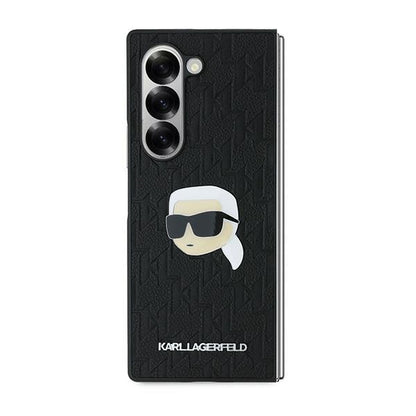 Funda para Samsung Galaxy Z Fold6 F956, Karl Lagerfeld, Saffiano Monogram Karl's Head Metal, Negra.