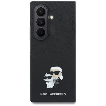 Funda para Samsung Galaxy Z Fold8 Ultra F976, Karl Lagerfeld, Saffiano Karl & Choupette Pin Metálico, Negra
