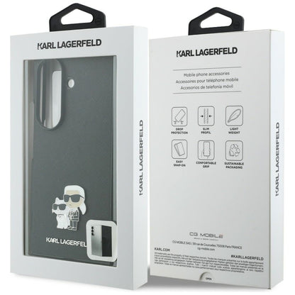 Funda para Samsung Galaxy Z Fold8 Ultra F976, Karl Lagerfeld, Saffiano Karl & Choupette Pin Metálico, Negra