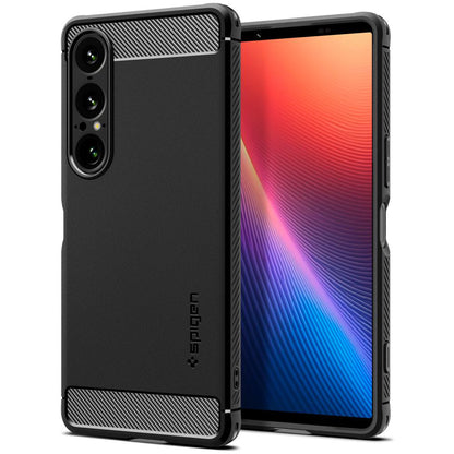 Funda para Sony Xperia 1 VII, Spigen, Rugged Armor, Negra Mate