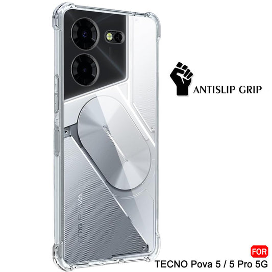 Funda para Tecno Pova 5 Pro, Techsuit, Antigolpes Transparente, Transparente
